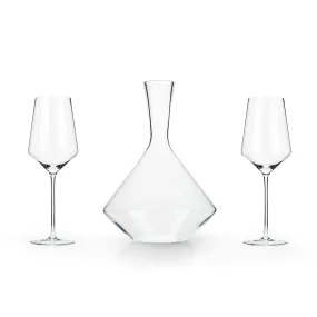 Angled Crystal Bordeaux Glass & Decanter Set