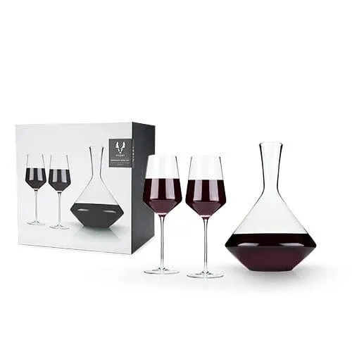 Angled Crystal Bordeaux Glass & Decanter Set