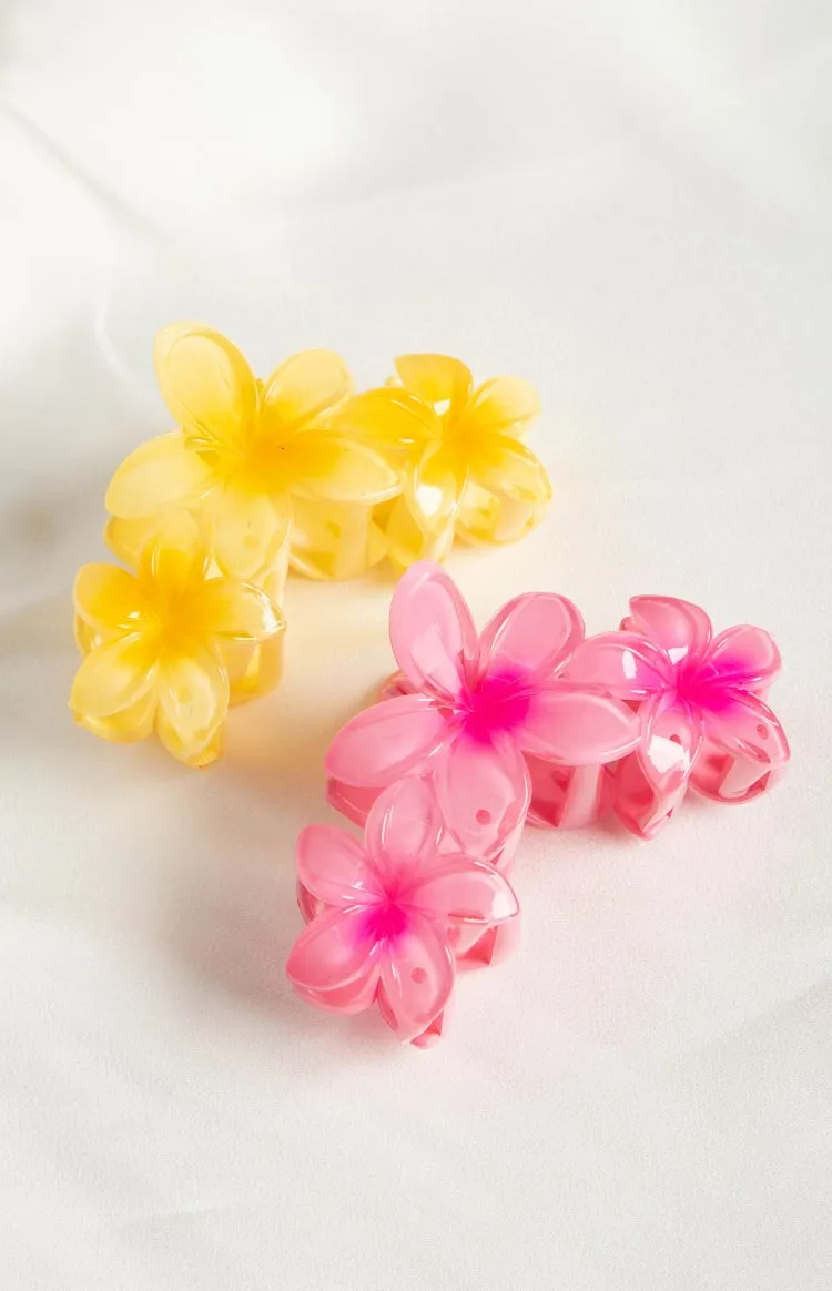 Aria Pink And Yellow Flower Clip 2 Pack