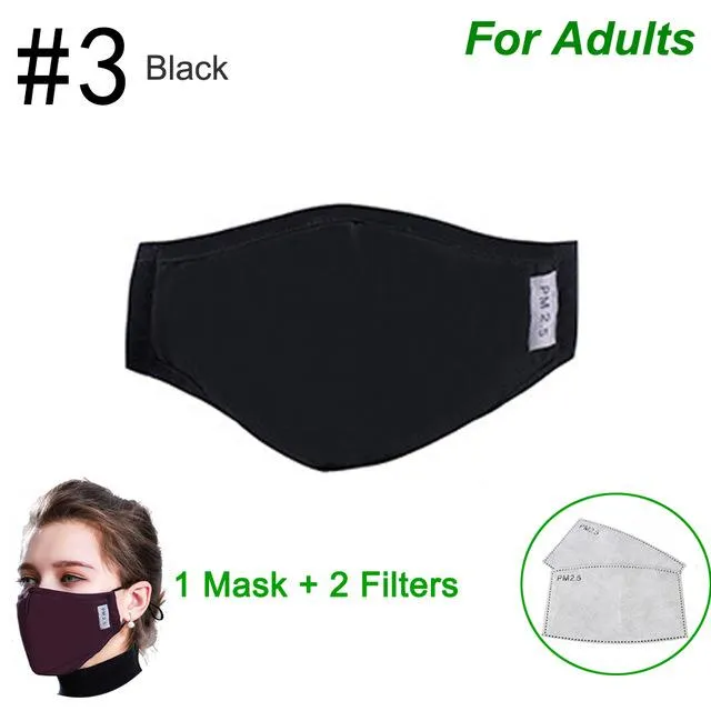 Cotton PM2.5 Black mouth Mask anti dust mask Activated carbon filter Windproof Mouth-muffle bacteria proof Flu Face masks Care