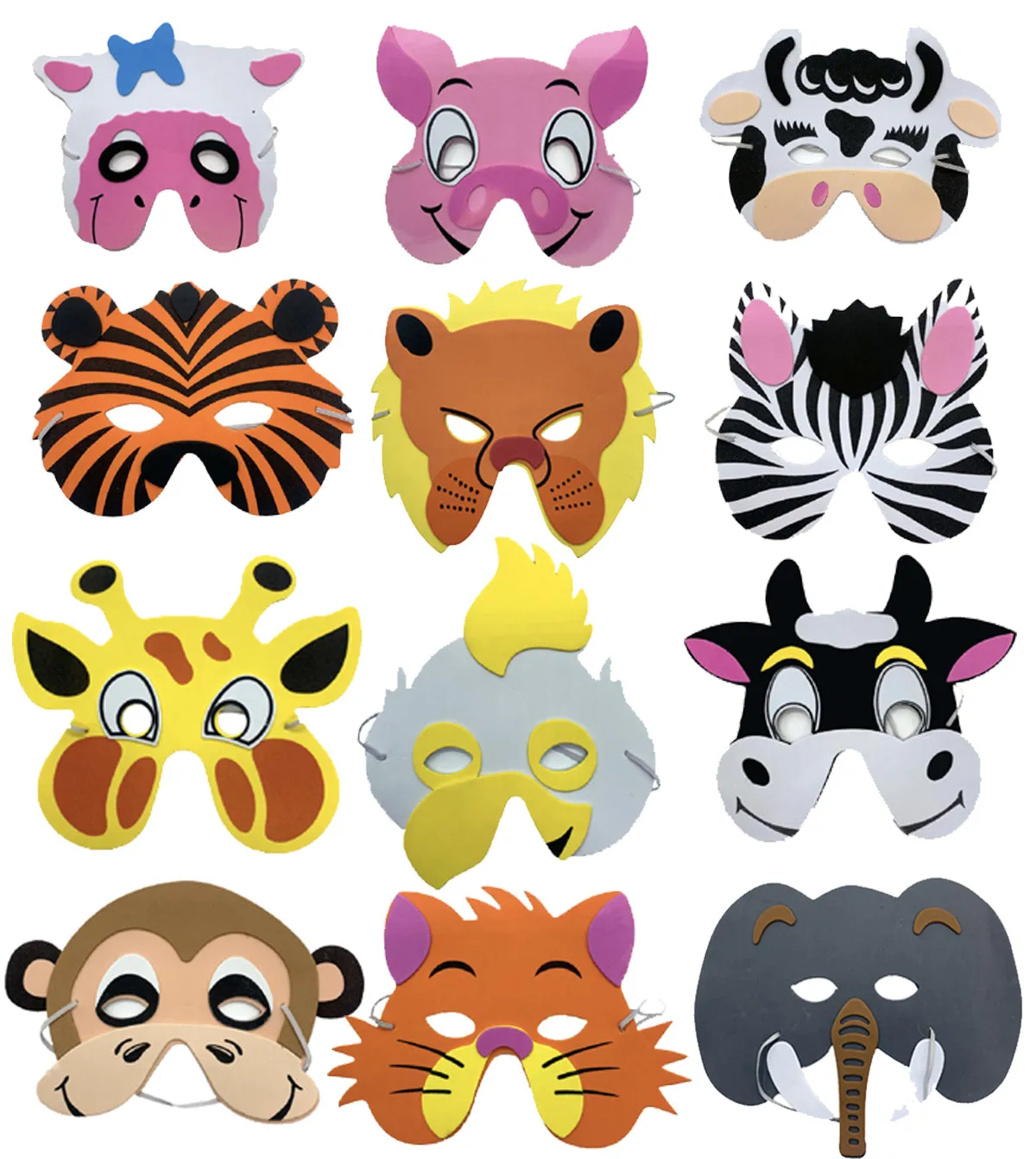 Fancydresswale kids party mask EVA Animal theme Birthday Foam Mask set of 12 jungle theme party prop