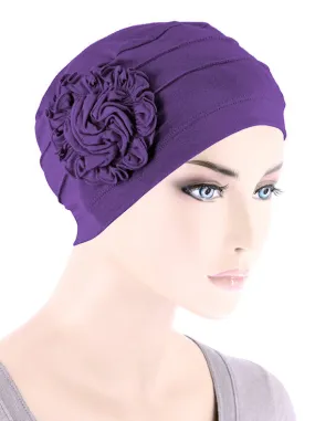 H149BB-PURPLE#Bamboo Pleated Sunflower Cap Purple