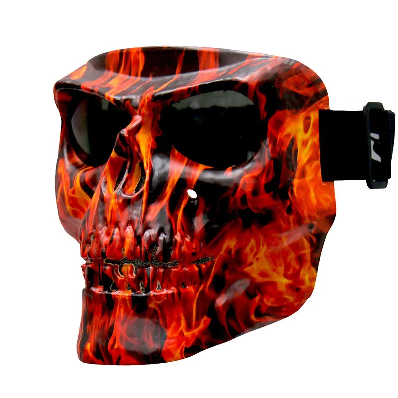 Hot Leathers FMP1002 'Flame Skull' Polypro Face Mask with Smoke Lenses