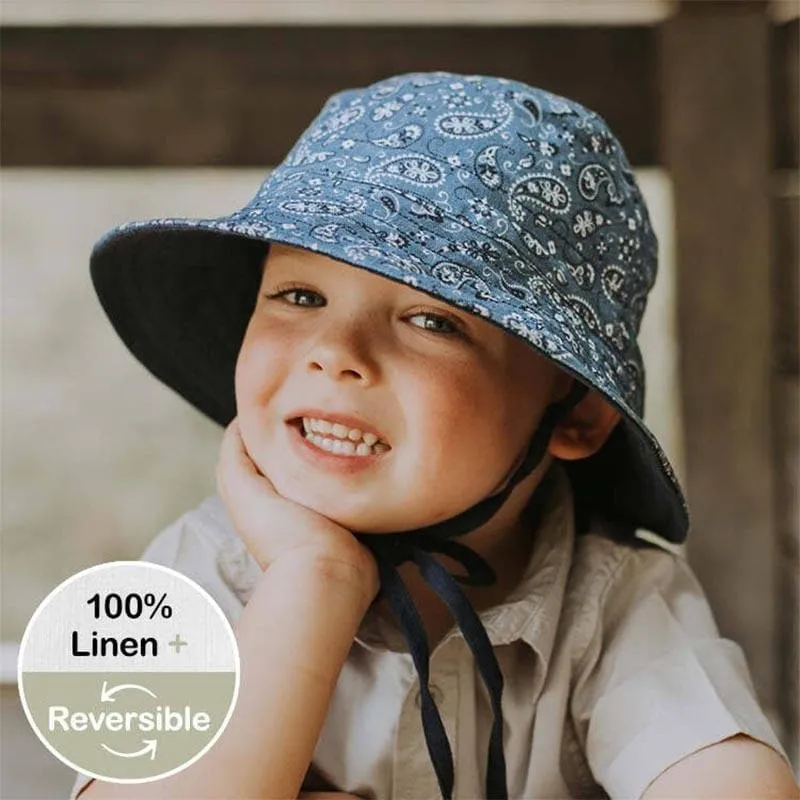 Kids Reversible Sun Hat - Paisley / Indigo