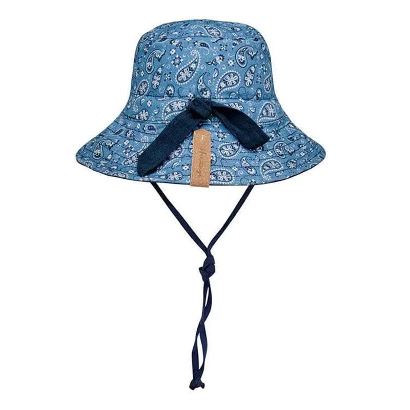 Kids Reversible Sun Hat - Paisley / Indigo