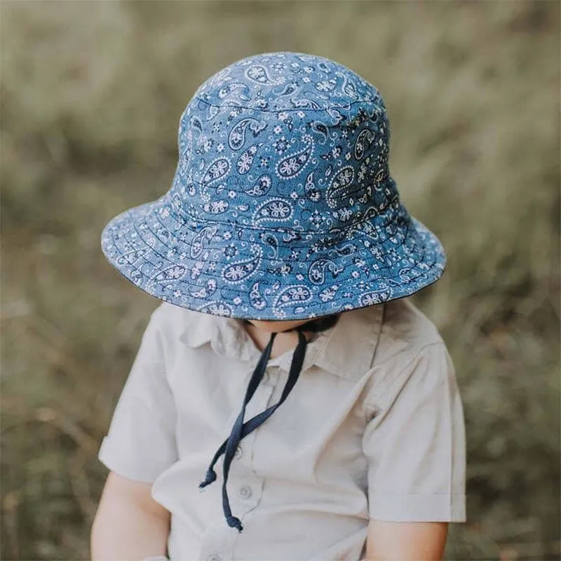 Kids Reversible Sun Hat - Paisley / Indigo