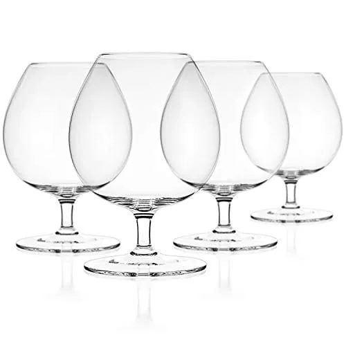 Luxbe - Brandy & Cognac Crystal Glasses Snifter, Set of 4 - Large Handcrafted - 100% Lead-Free Crystal Glass - Great for Spirits Drinks - Bourbon - Wine - 25.5-ounce