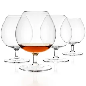 Luxbe - Brandy & Cognac Crystal Glasses Snifter, Set of 4 - Large Handcrafted - 100% Lead-Free Crystal Glass - Great for Spirits Drinks - Bourbon - Wine - 25.5-ounce