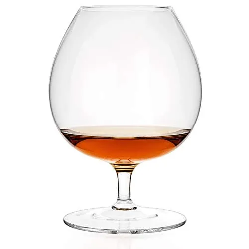 Luxbe - Brandy & Cognac Crystal Glasses Snifter, Set of 4 - Large Handcrafted - 100% Lead-Free Crystal Glass - Great for Spirits Drinks - Bourbon - Wine - 25.5-ounce