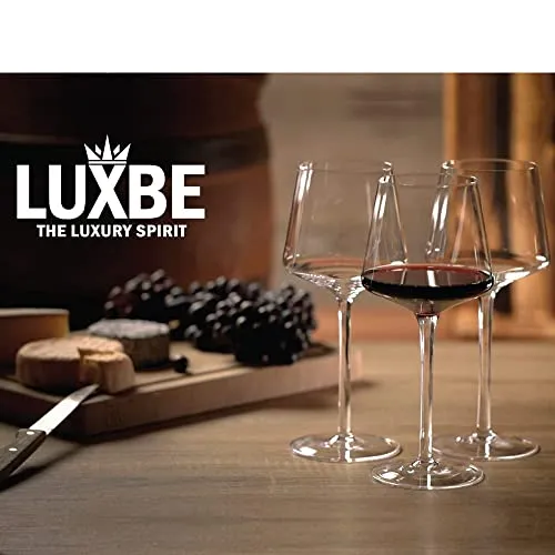 Luxbe - Crystal Wine Glasses 20.5-ounce, Set of 4 - Red or White Wine Large Glasses - Pinot Noir - Burgundy - Bordeaux - 600ml