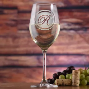 Monogram Engraved Stolzle Crystal White Wine Glass