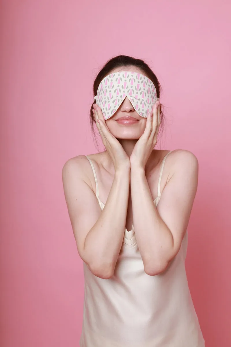 Mulberry Silk Eye Mask - Pink/Grey