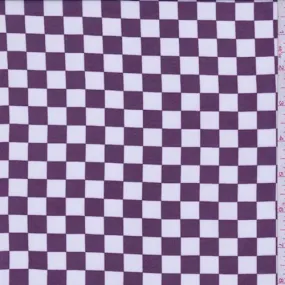 Mulberry/White Check Chiffon Fabric