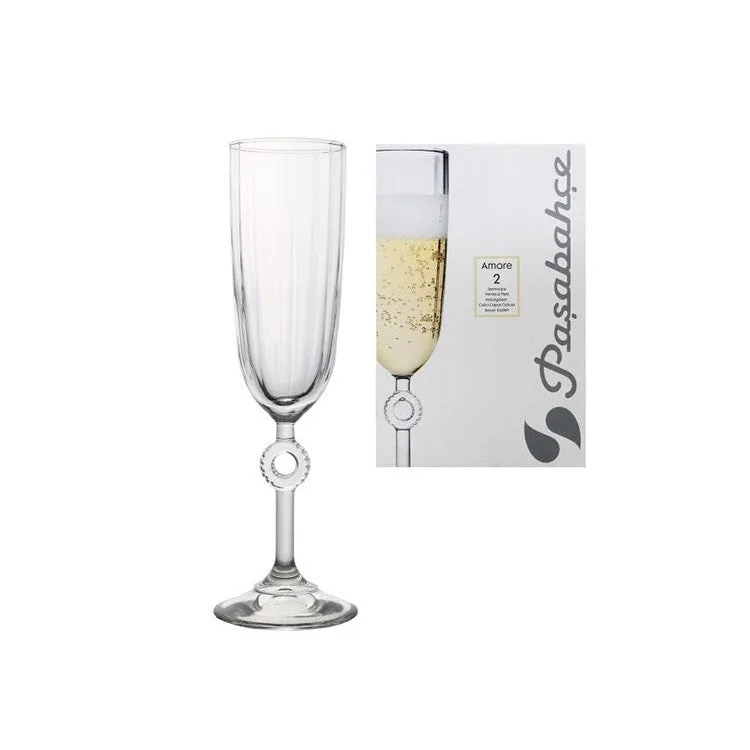 Pasabahce Amore Flute Glass Tumbler 150ml Champagne 2pc