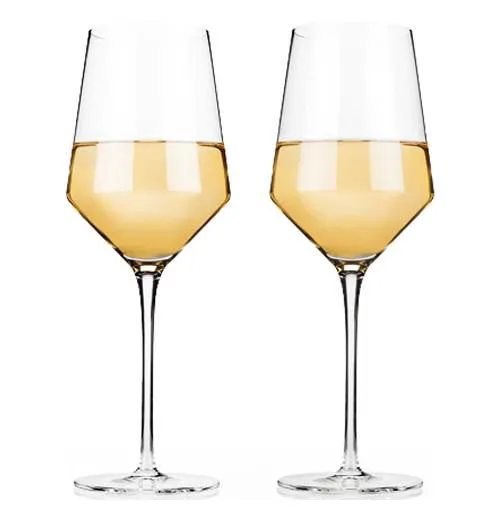 "Raye Angled Crystal" Chardonnay Glasses (Set of 2)