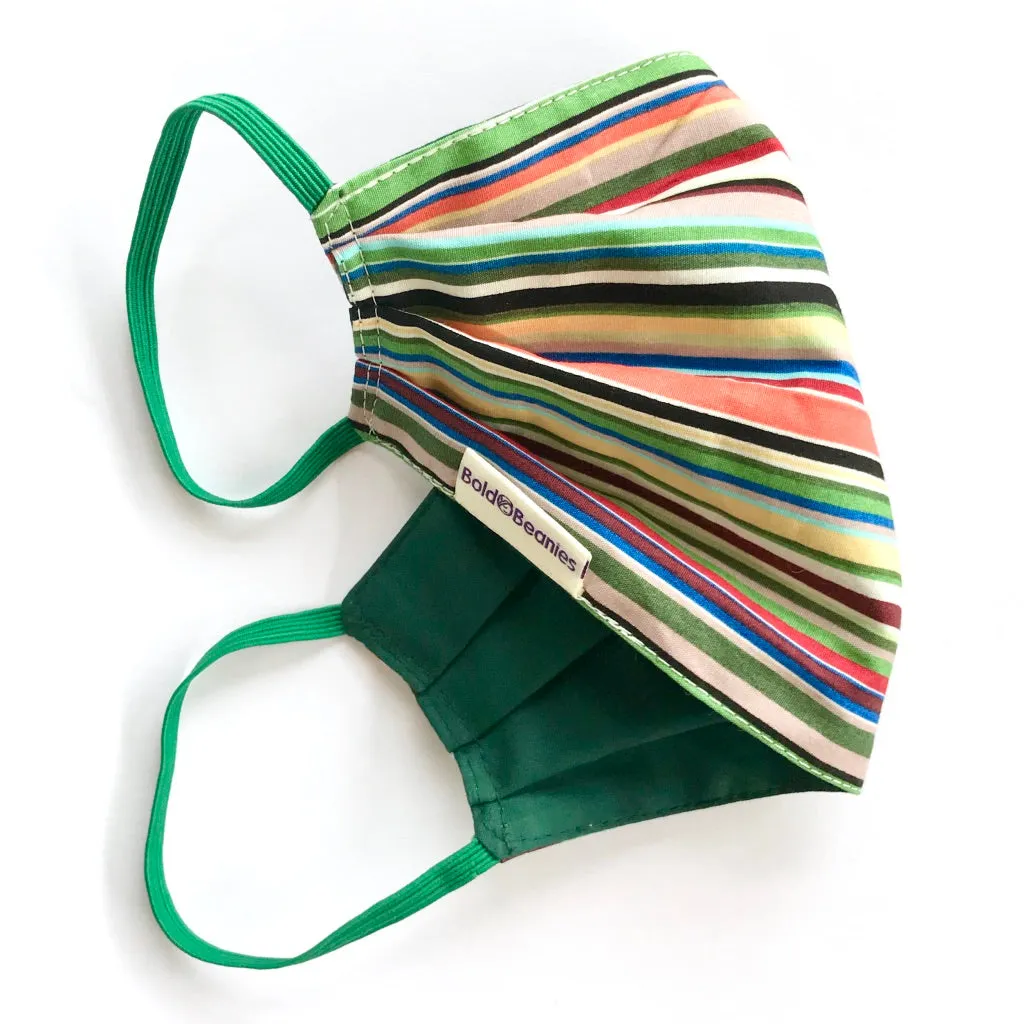 Stripes Surgical Eco Cotton Face Mask Green